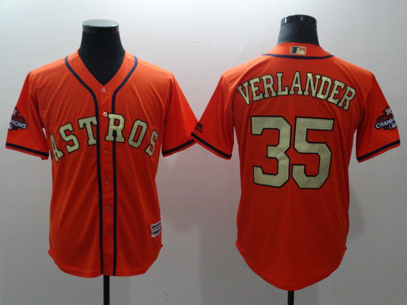 Men Houston Astros #35 Verlander Orange Game Champion Edition MLB Jerseys->houston astros->MLB Jersey